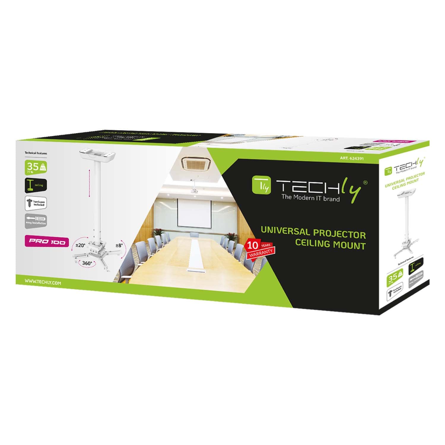 Supporto Universale a Soffitto per Proiettori Estensione 735-1135 mm Bianco - Miniatura 2