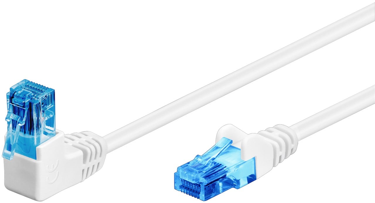 Cavo di rete Patch Connettore Angolato 90° CCA Cat.6A UTP 2m Bianco - Miniatura 2