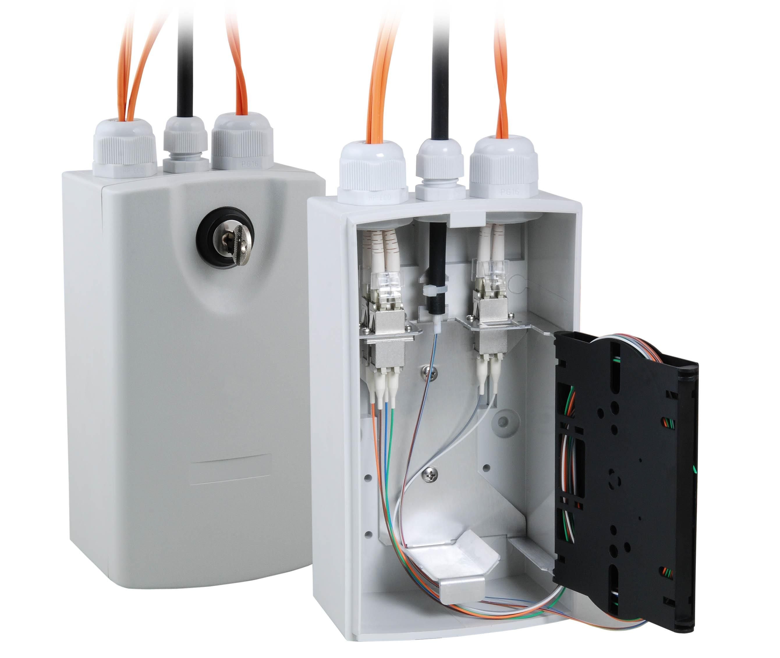 Scatola di Distribuzione Fibra Ottica Compatta IP54 SC/LC RAL7035 - Miniatura 2
