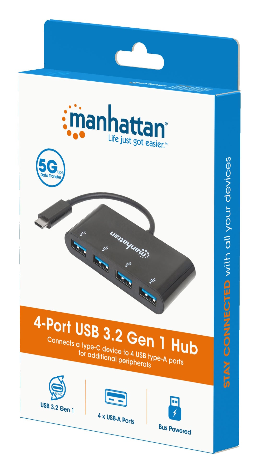 Hub USB-C™ SuperSpeed 4 Porte USB-A 3.2 Gen 1 Femmina Nero - Miniatura 2