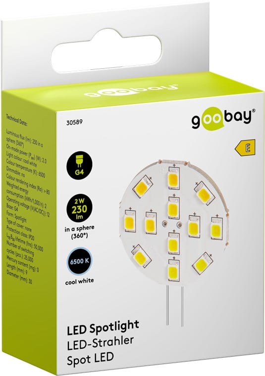 Lampada 12 LED SMD G4 5050 2W 230 Lumen Bianco Freddo, Classe E - Miniatura 2