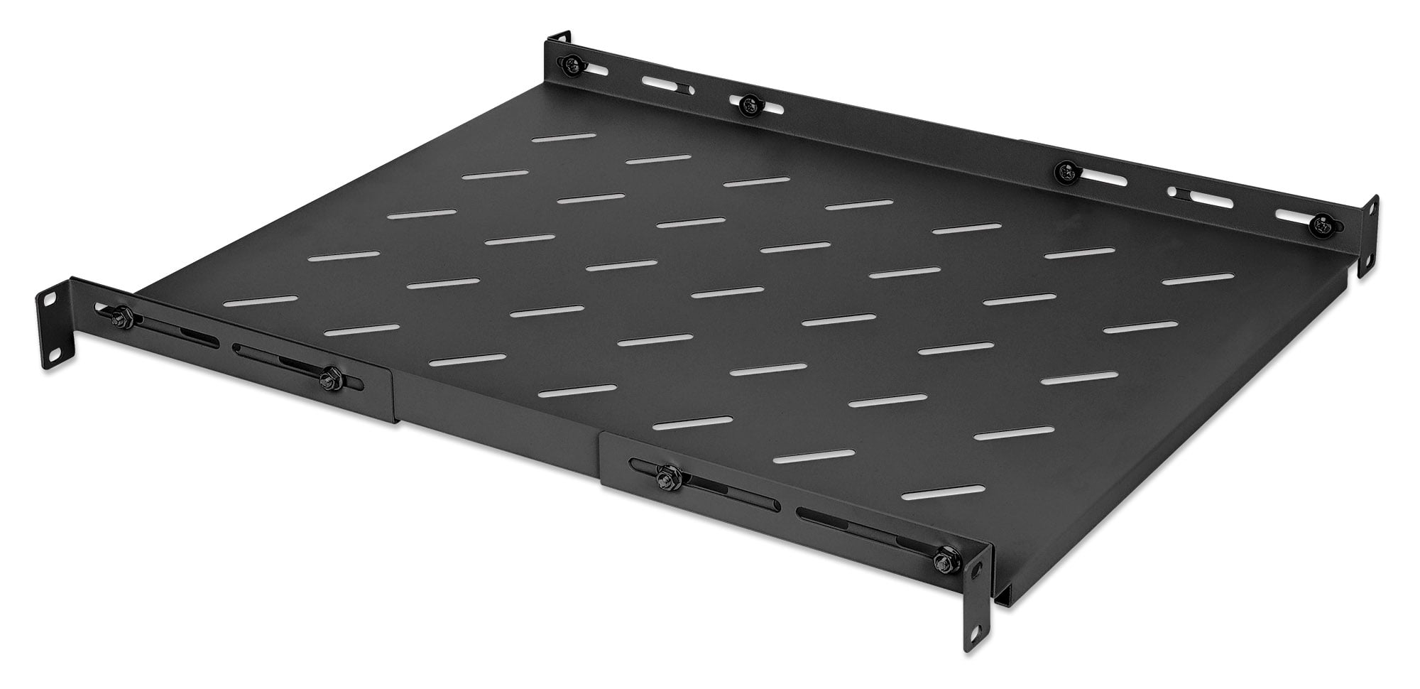 Mensola 19'' fissa con Profondità Regolabile da 550 a 750 mm 1U Nero - Miniatura 2