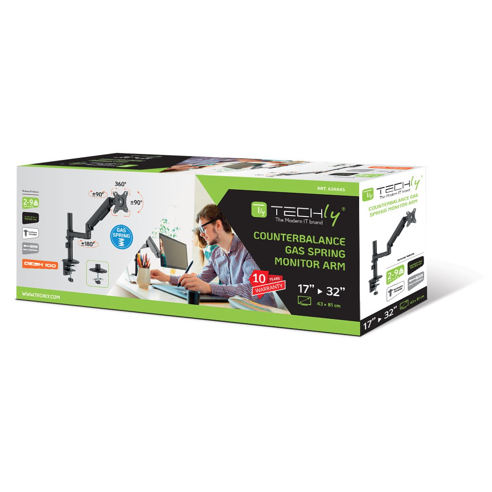Supporto da Scrivania per Monitor 17-32'' con Molla a Gas Estensione 501 mm - Miniatura 2