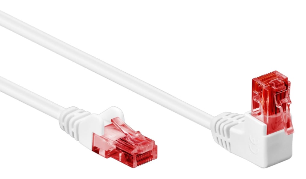 Cavo di rete Patch Connettore Angolato 90° CCA Cat.6 UTP 0,5m Bianco - Miniatura 2