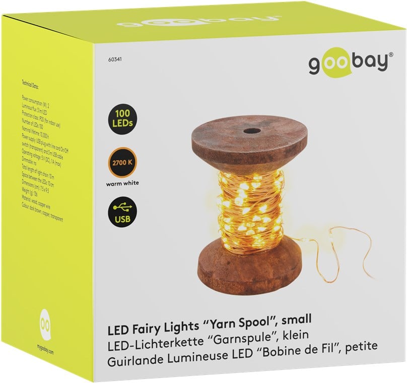 Bobina con Filo di Rame 100 Luci LED IP21 USB Interruttore On Off - Miniatura 2