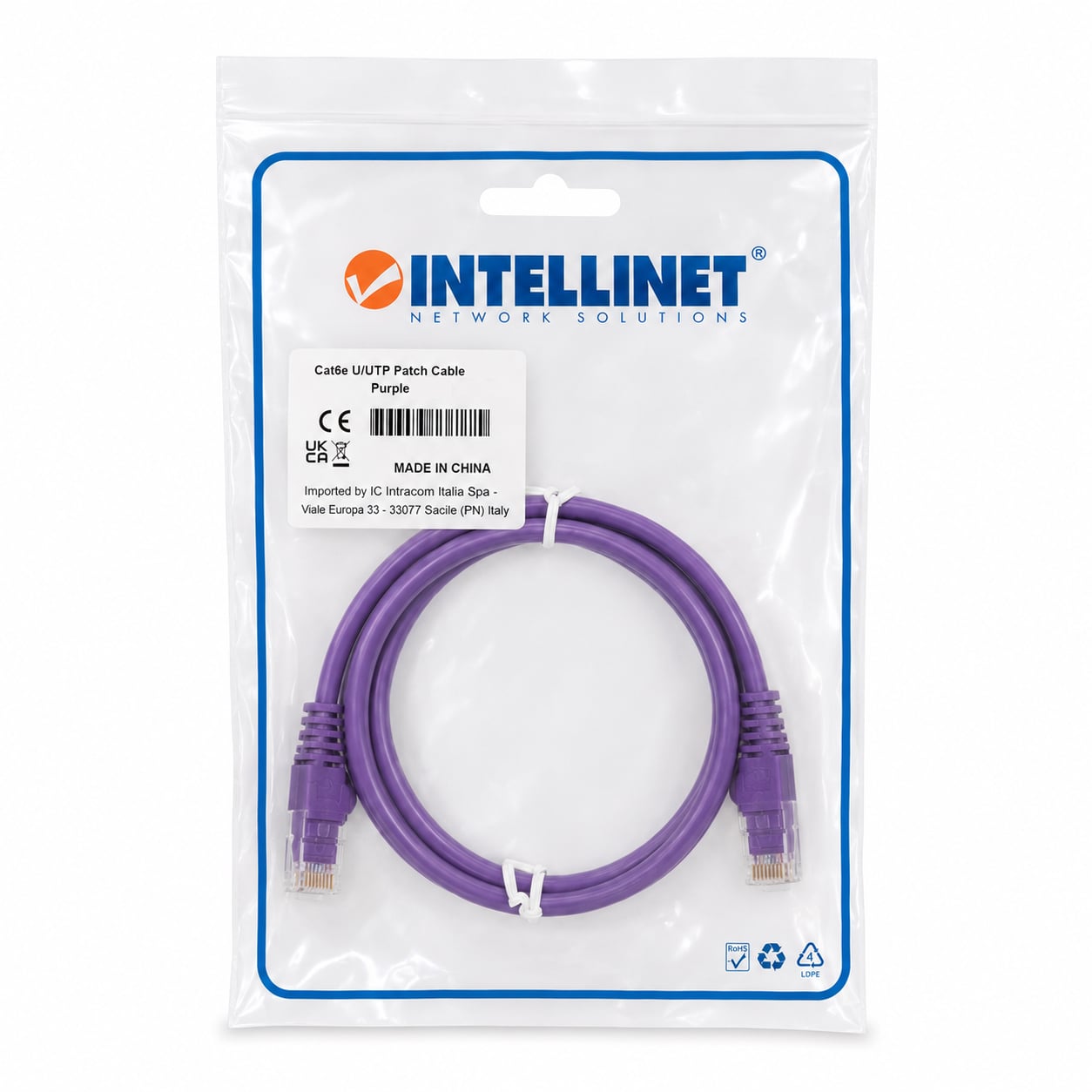 Cavo di rete Patch CCA Cat. 5e Viola UTP 0,5 mt - Miniatura 2