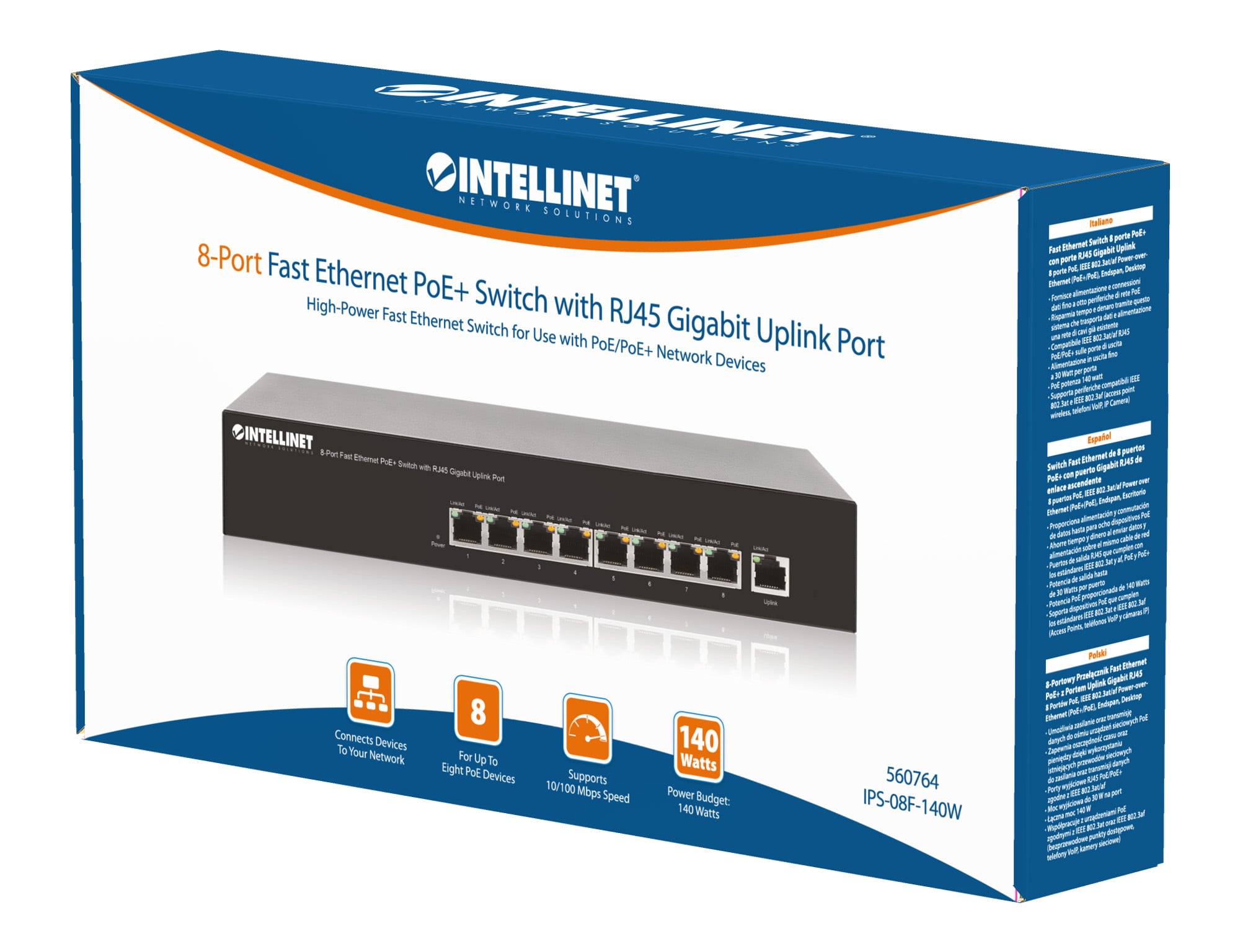 Switch PoE+ 8 Porte 10/100, Desktop / Rack - Miniatura 2