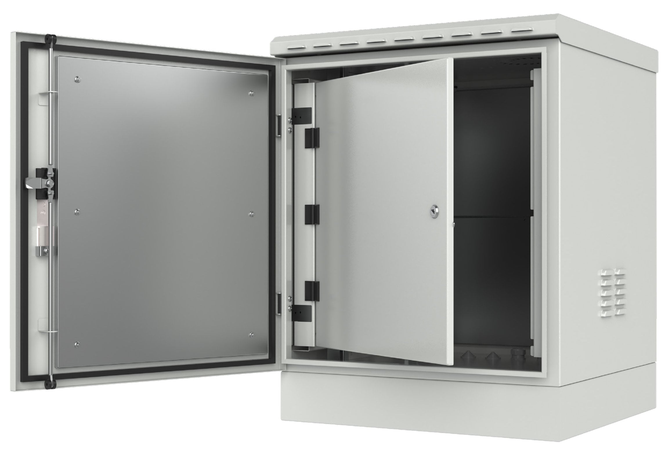 Armadio Rack 19'' a Pavimento 12U Grigio IP66 Doppia Porta Cieca prof. 600 mm - Miniatura 2