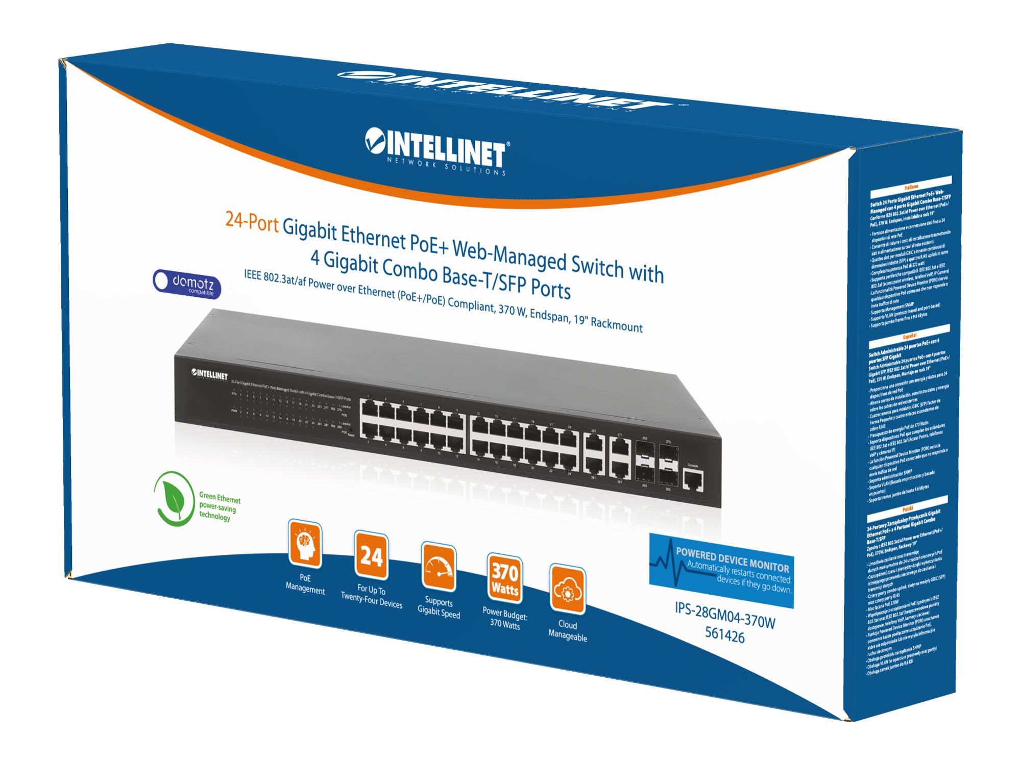Switch 24p. Gigabit Ethernet PoE+ con 4p. Gigabit Combo Base-T/SFP - Miniatura 2