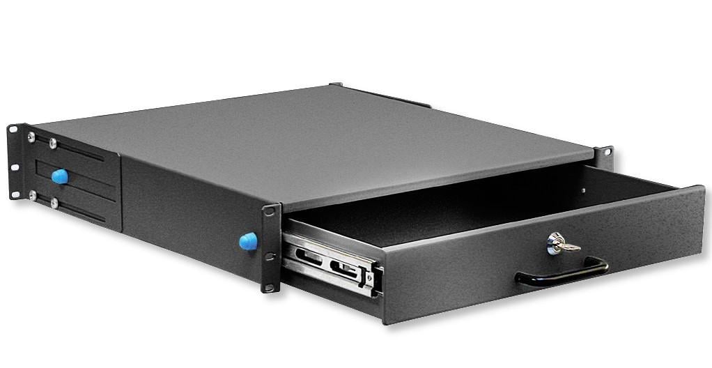 Cassetto Porta Tastiera 2U per Armadi Rack 19'' con Serratura Nero - Miniatura 2