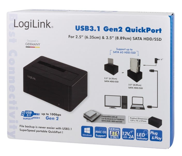 Docking Station USB3.1 Gen2 per HDD/SSD SATA da 2.5''/3.5'' Nero - Miniatura 2