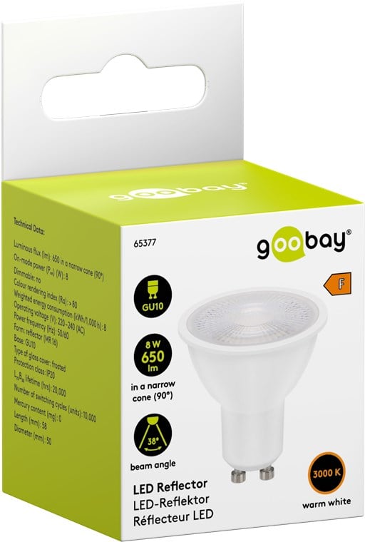 Faretto GU10 Bianco Caldo 8W, Classe F - Miniatura 2