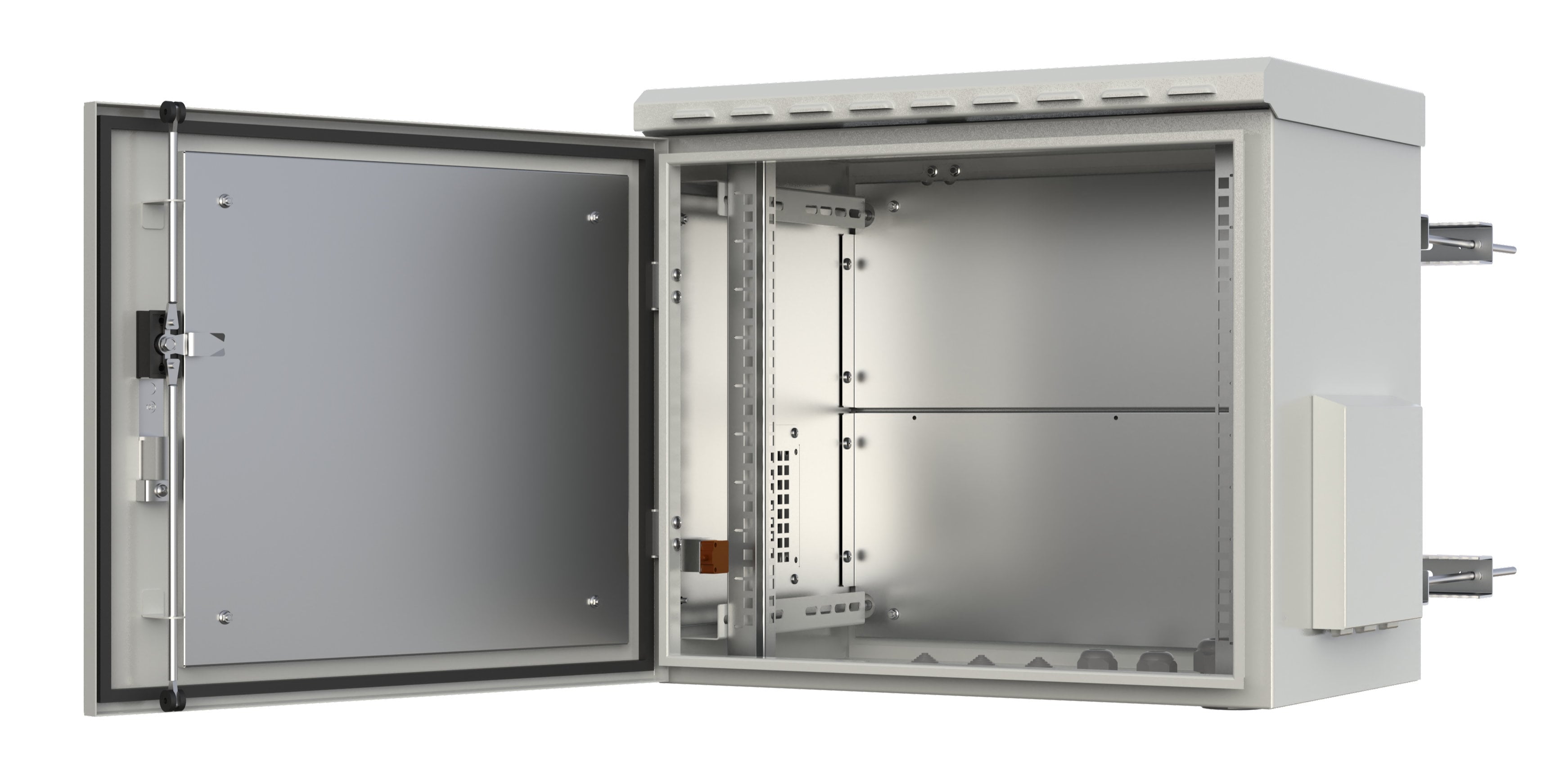 Armadio Rack 19'' Fissaggio a Palo 12U IP66 Porta Cieca Prof. 400 mm Grigio - Miniatura 2