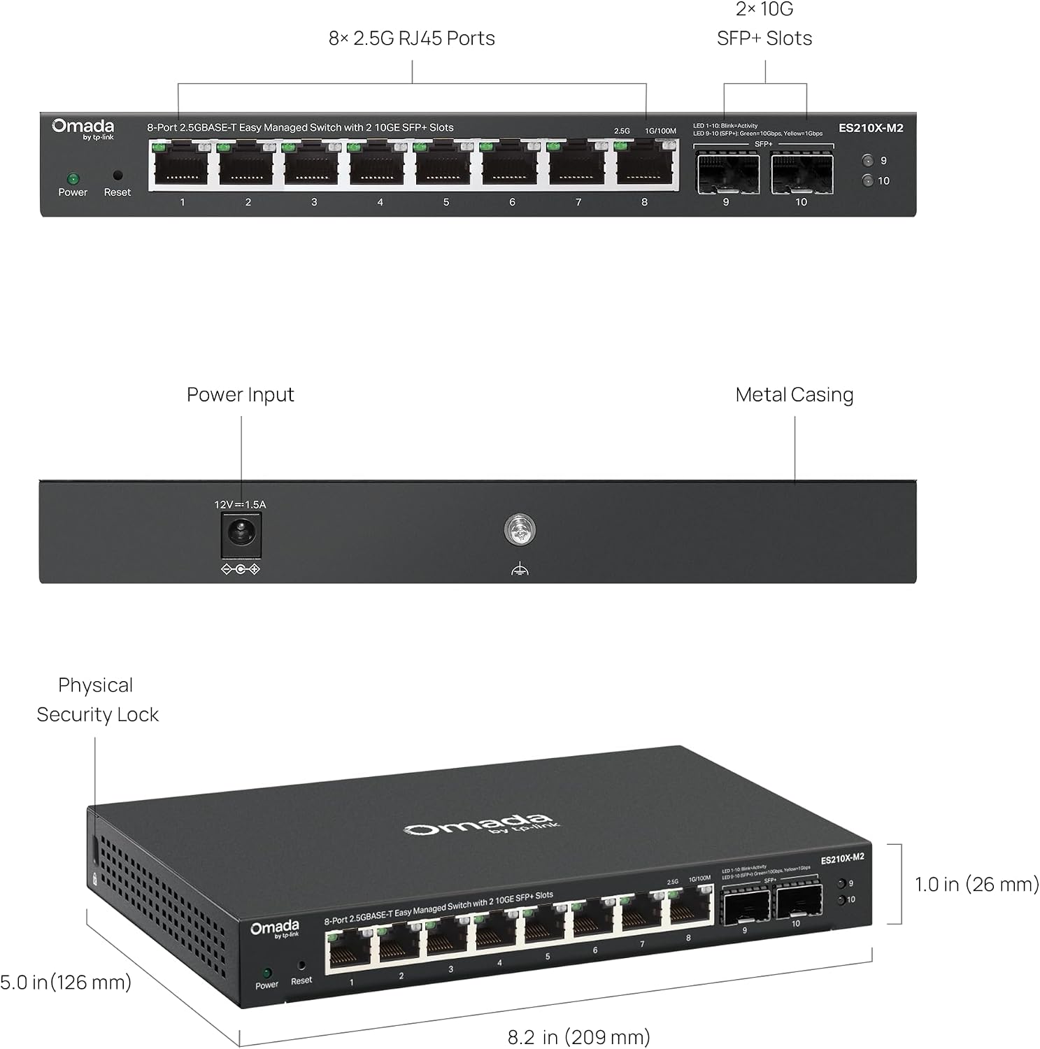 Switch 8 Porte 2.5 G Easy Managed con 2 Porte 10G SFP+, ES210X-M2 - Miniatura 2