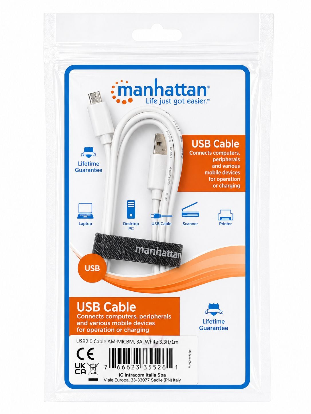 Cavo di Ricarica Rapida USB/Micro-USB 1m Bianco - Miniatura 2