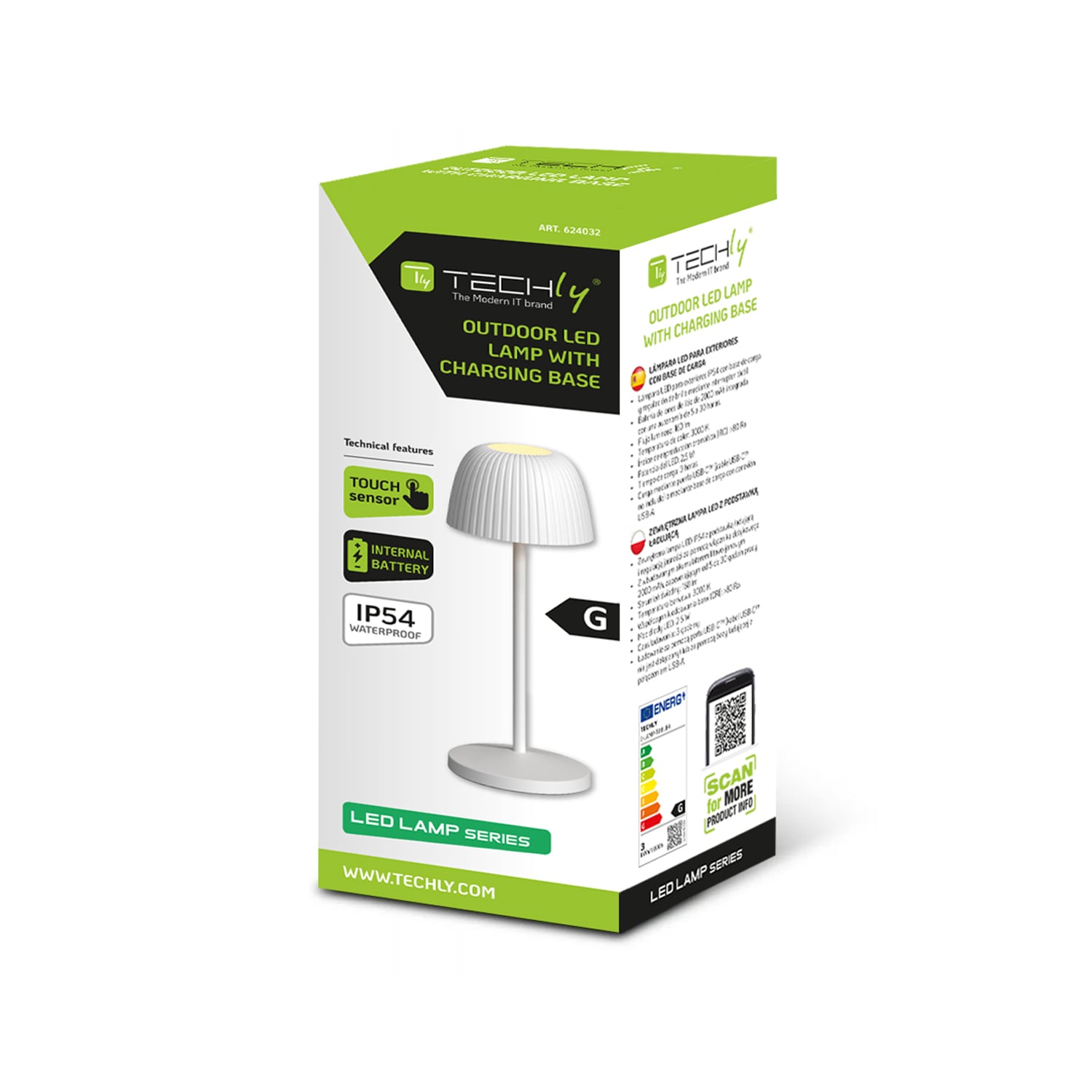 Lampada da Tavolo LED per Esterni con Base di Ricarica Bianca - Miniatura 2