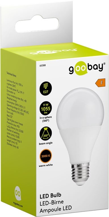 Lampadina E27 Bianco Caldo Satinato 11W, Classe F - Miniatura 2