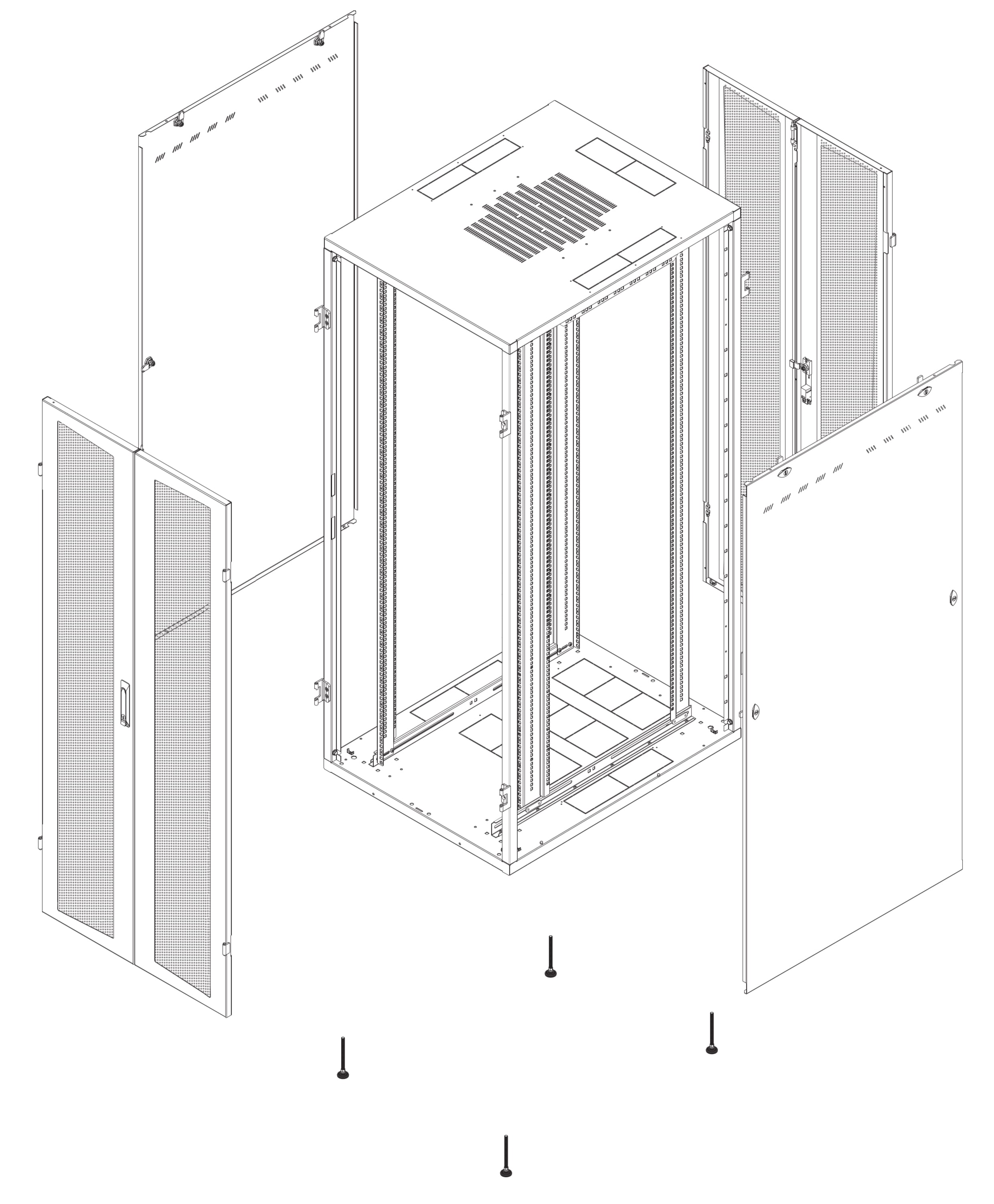 Armadio Server Rack NextGen 1000 19'' 800x1000 27U Nero Doppia Porta Grigliata - Miniatura 2