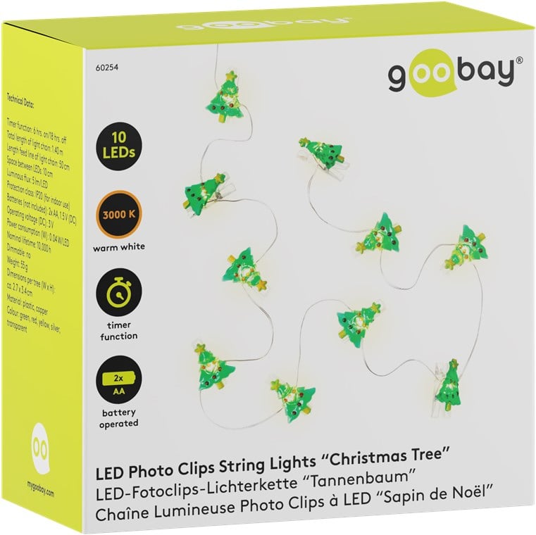 Stringa 10 LED con Clip Albero Natale per Appendere Foto IP20 con Timer - Miniatura 2