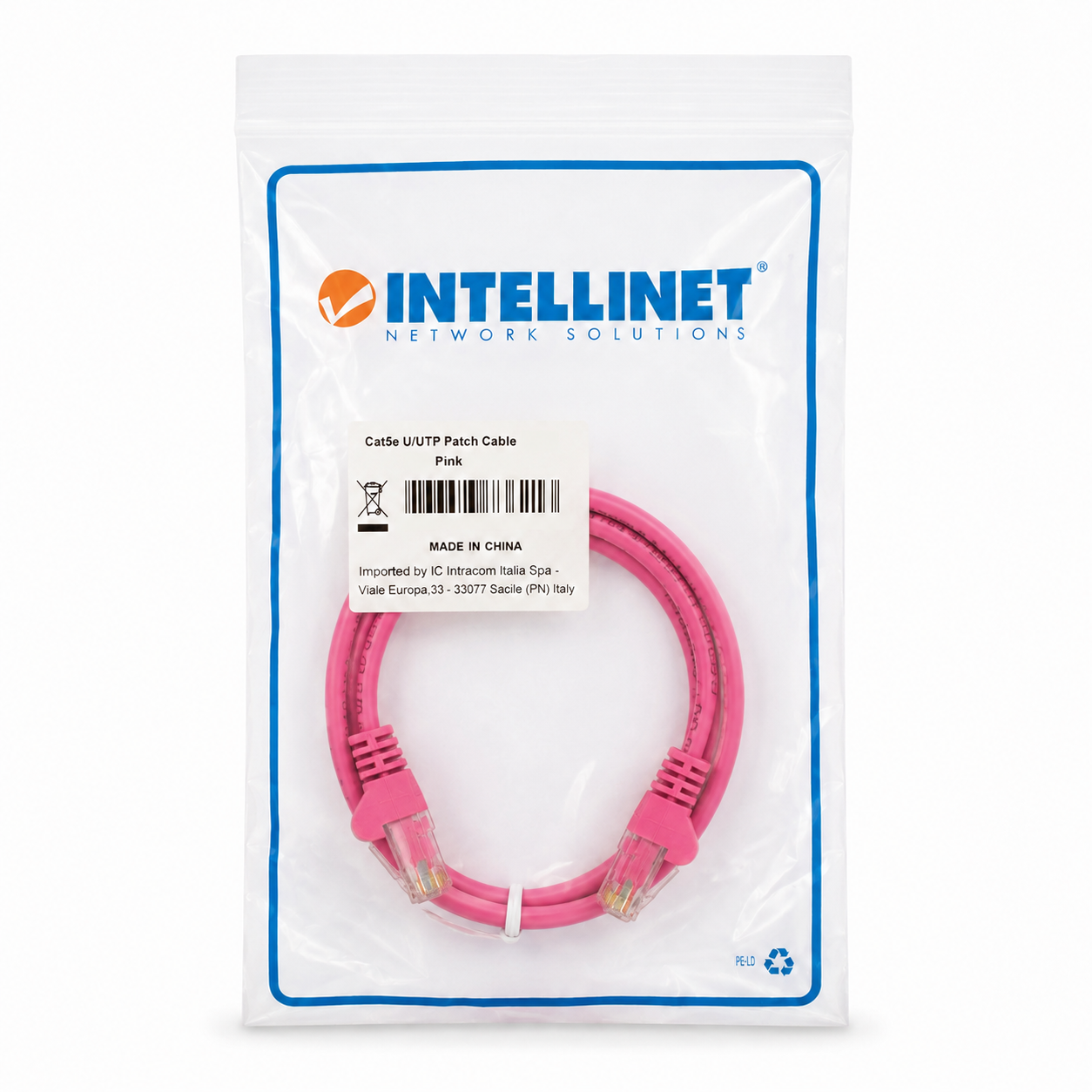 Cavo di rete Patch CCA Cat. 5e Rosa UTP 0,5 mt - Miniatura 2