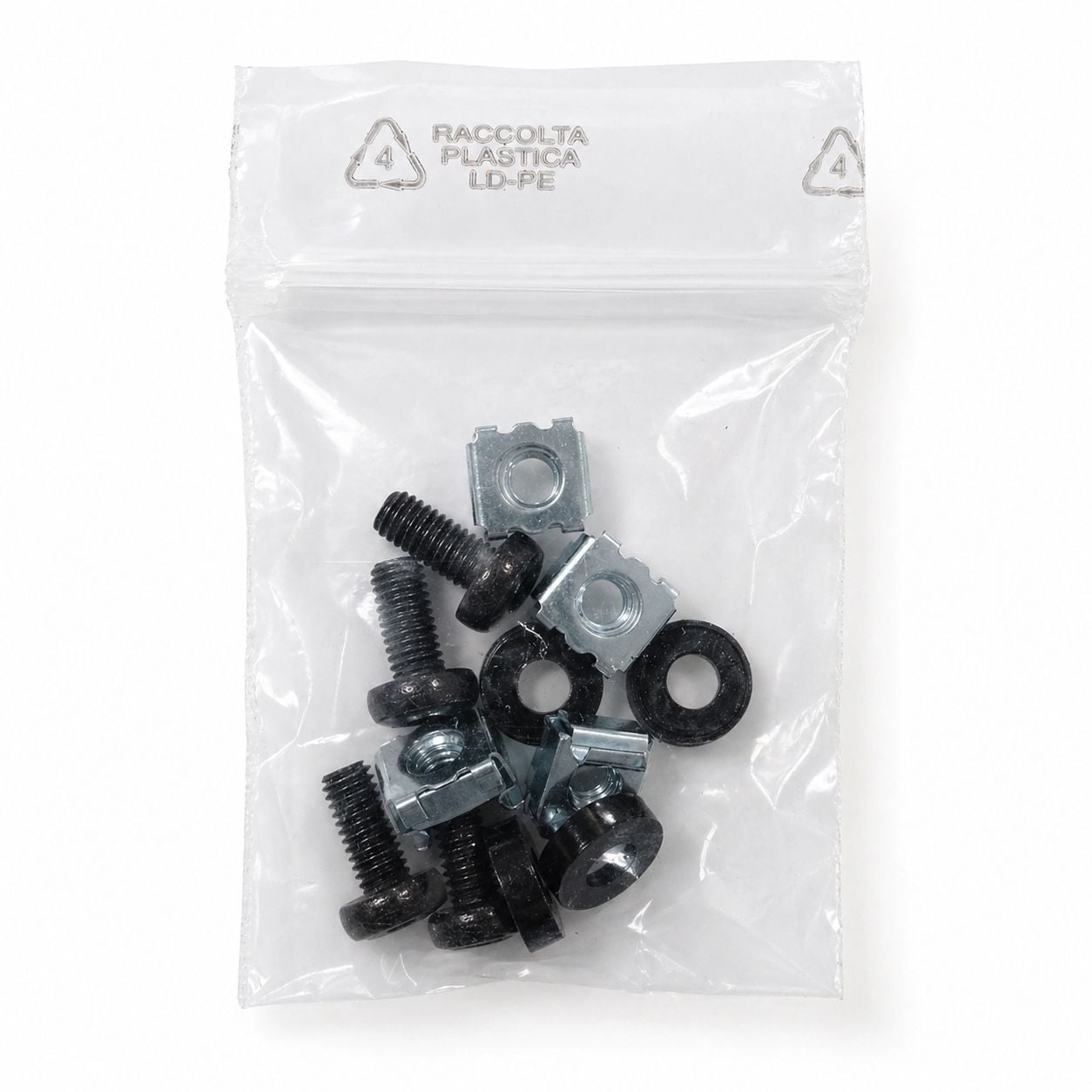Kit Set 4 Viti 4 Dadi e 4 Rondelle per Montaggio Rack Nero - Miniatura 2