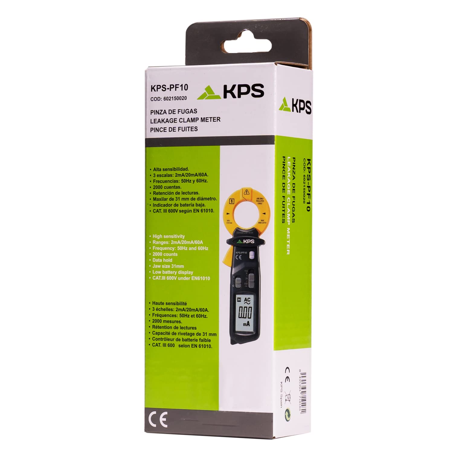 Pinza Amperometrica Digitale AC 60A 2000 Counts CAT III 600V, KPS-PF10 - Miniatura 2