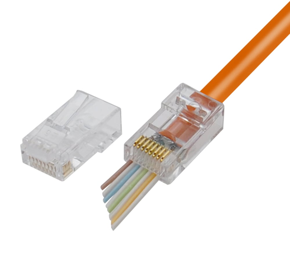 Confezione 100 Plug modulari RJ45 Passanti Cat6 UTP - Miniatura 2