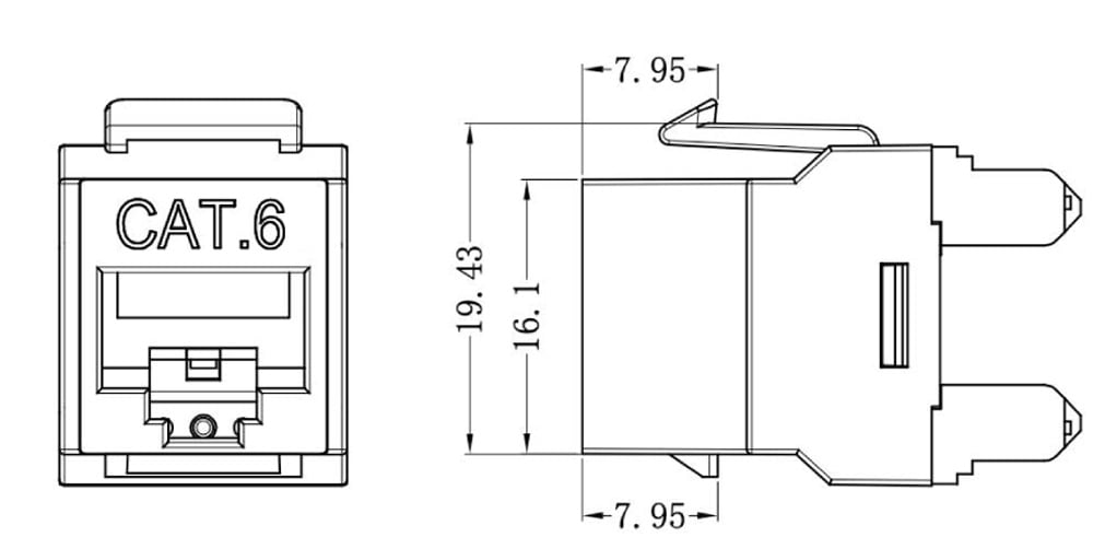 Frutto Keystone RJ45 UTP Cat.6 180° Bianco - Miniatura 2