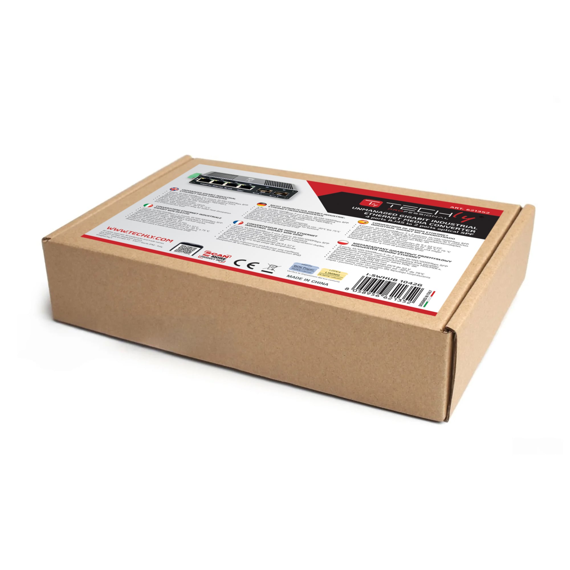 Convertitore Ethernet Industriale Gigabit 4 porte RJ45 a 2 porte SFP Non Gestito - Miniatura 2