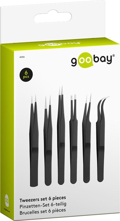 Kit 6 Pinzette di Precisione a Punta Piatta a Croce e Antistatiche in acciaio INOX - Miniatura 2