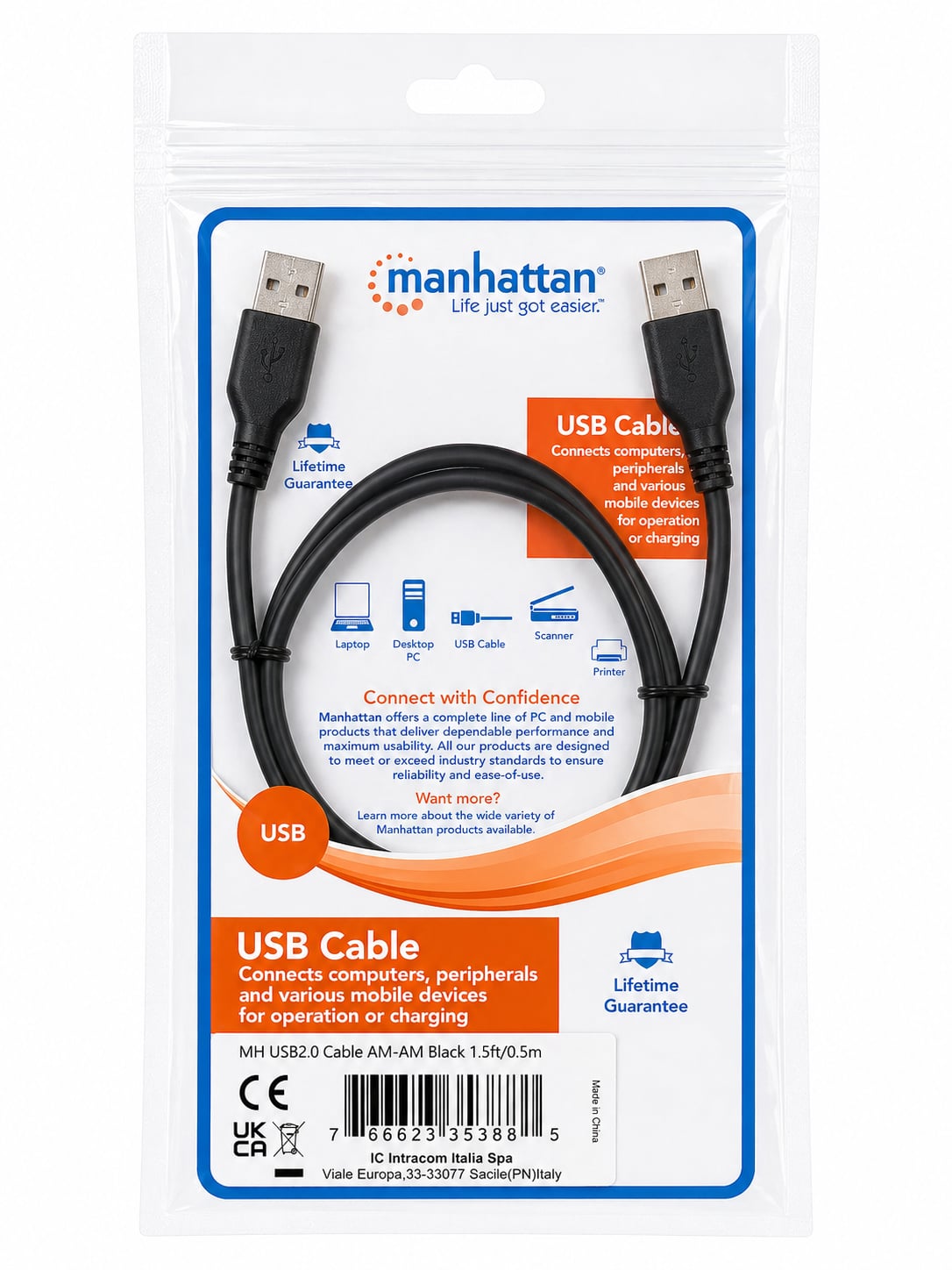 Cavo USB 2.0 A maschio/A maschio 0,5 m - Miniatura 2
