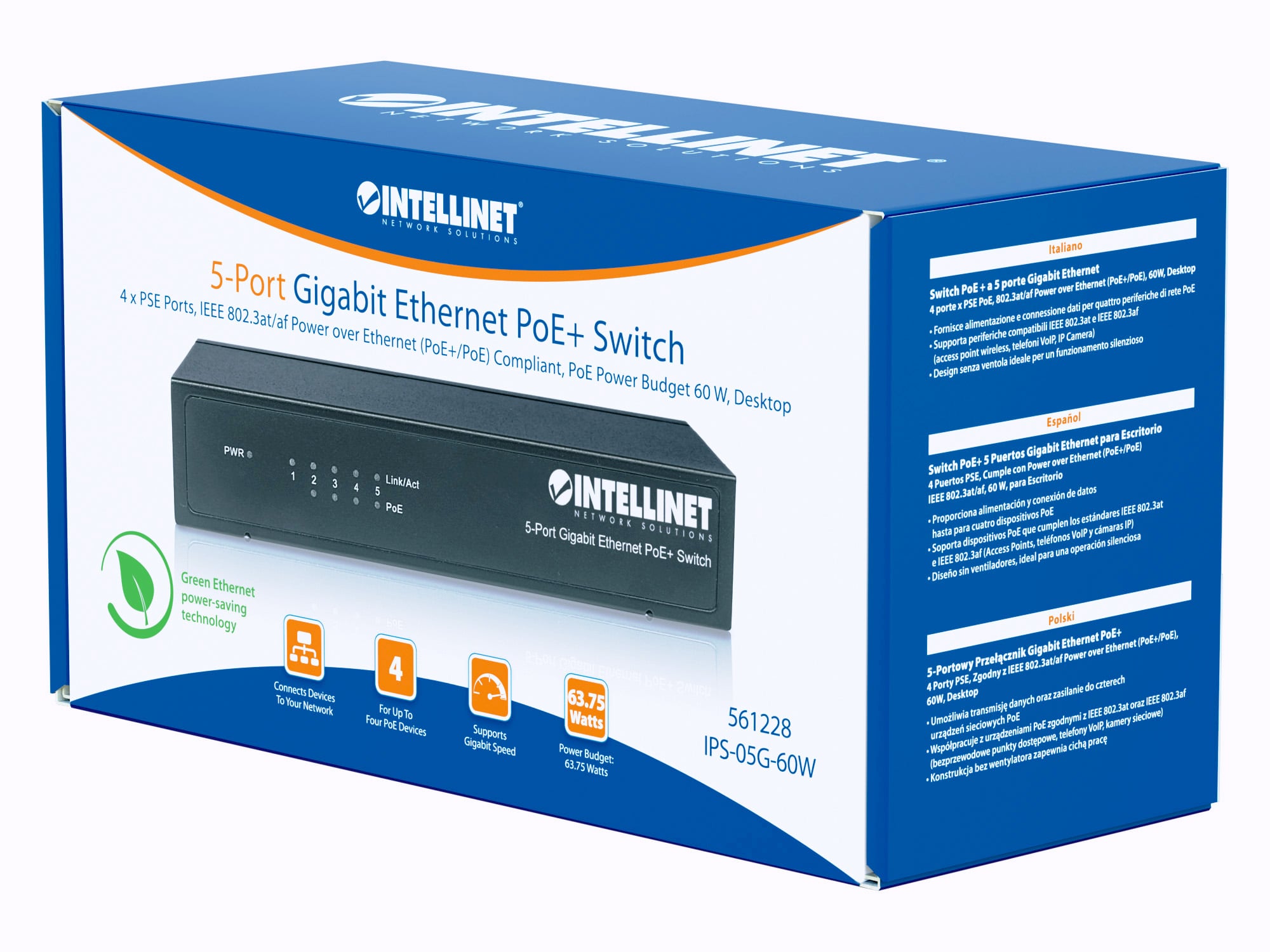 Switch PoE+ 5 porte Gigabit Ethernet - Miniatura 2