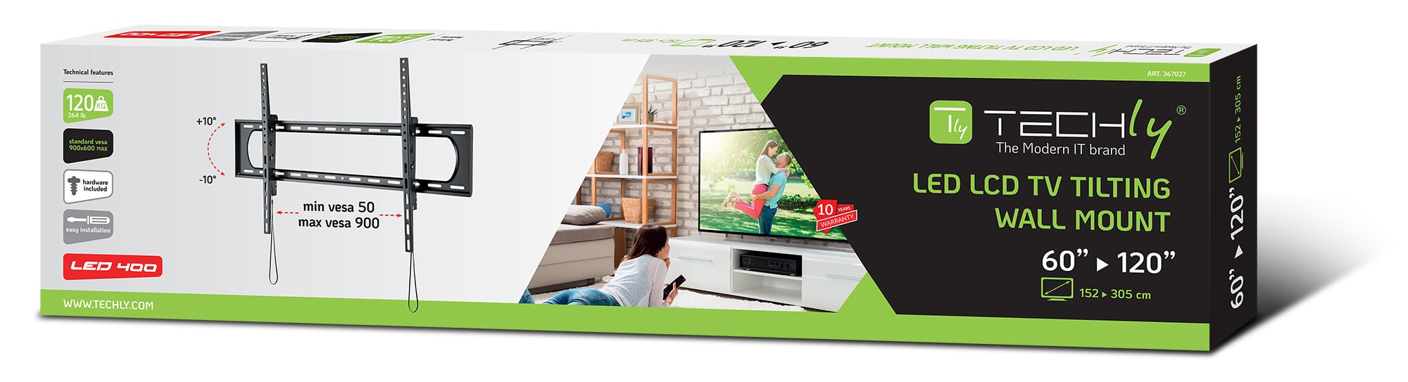 Staffa a Muro Inclinabile Slim TV LED LCD 60-120'' - Miniatura 2