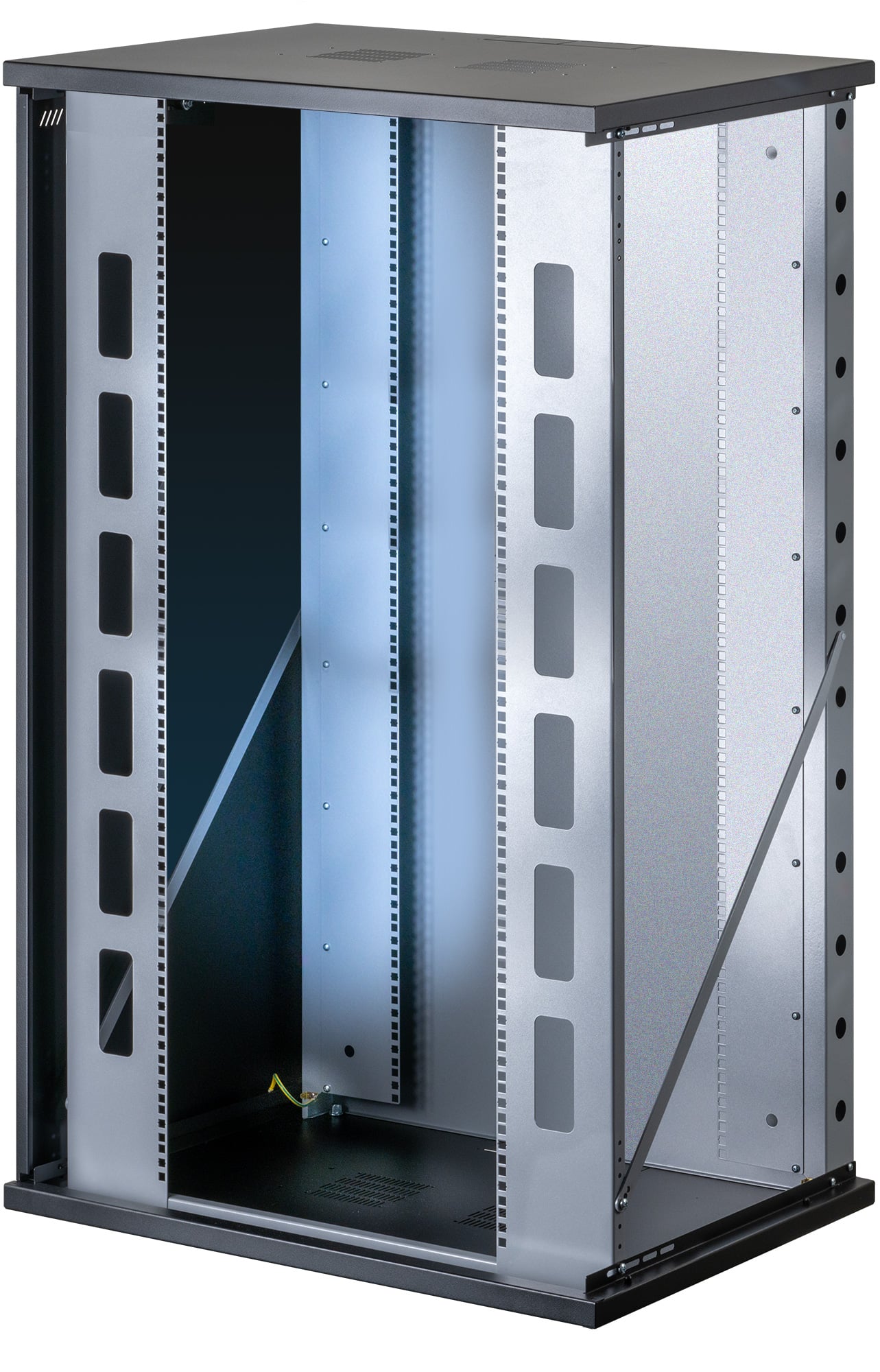 Armadio Rack 19'' a Muro 22U P 600mm L 800mm Porta Vetro Nero - Miniatura 2