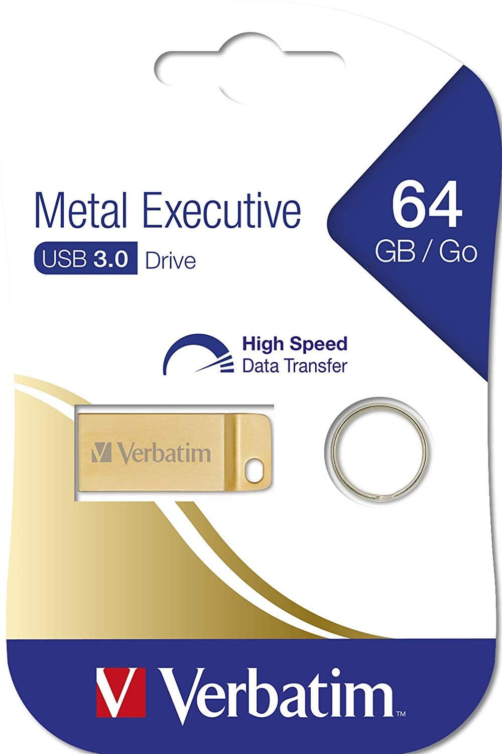 Mini Memoria USB 3.0 Verbatim con Portachiavi 64GB Oro - Miniatura 2