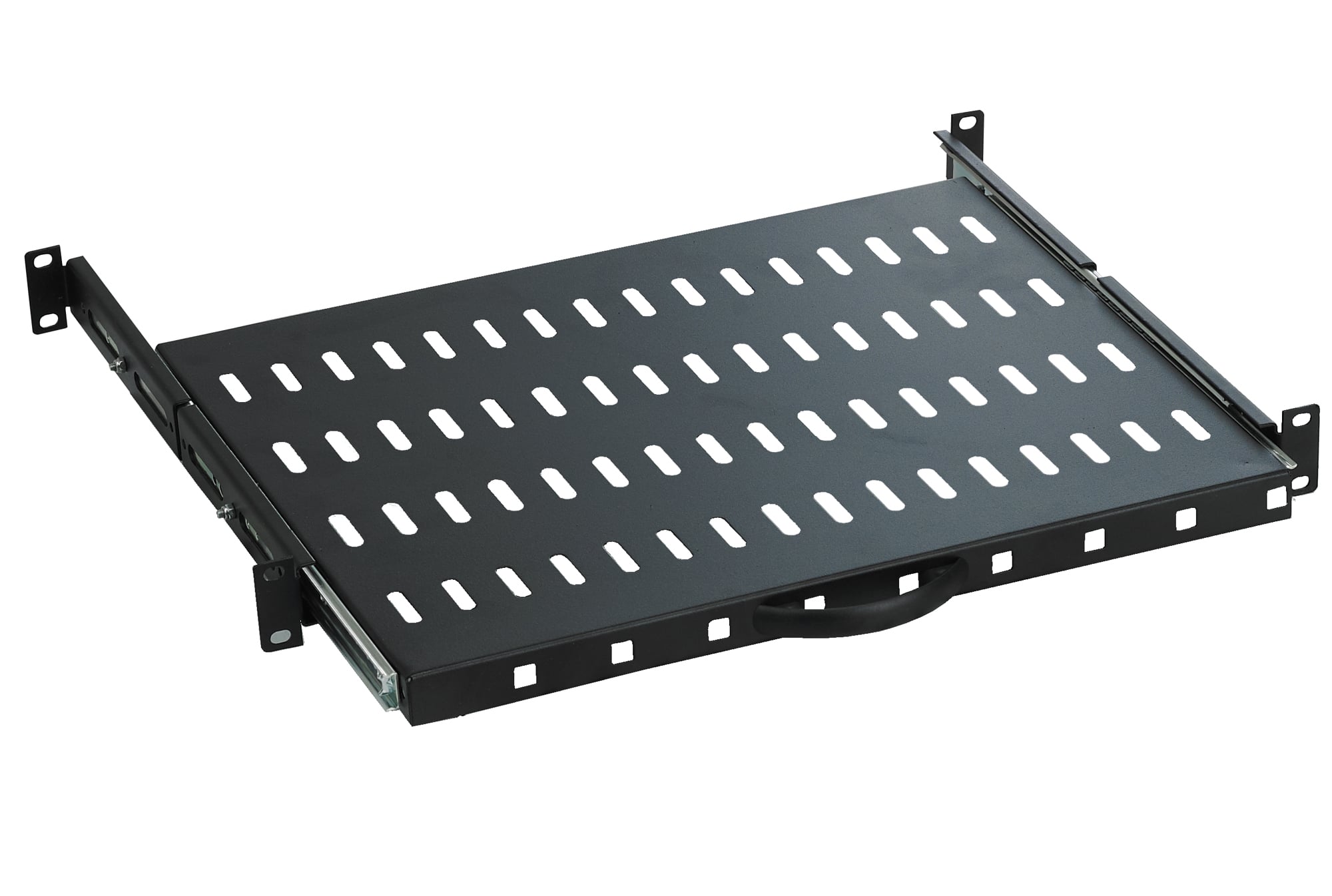 Mensola per Rack 19'' 600 mm Estraibile da 1U Nero - Miniatura 2