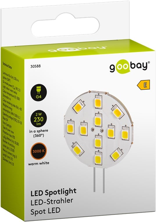 Lampada 12LED SMD G4 5050 2W 230lm Bianco Caldo, Classe E - Miniatura 2