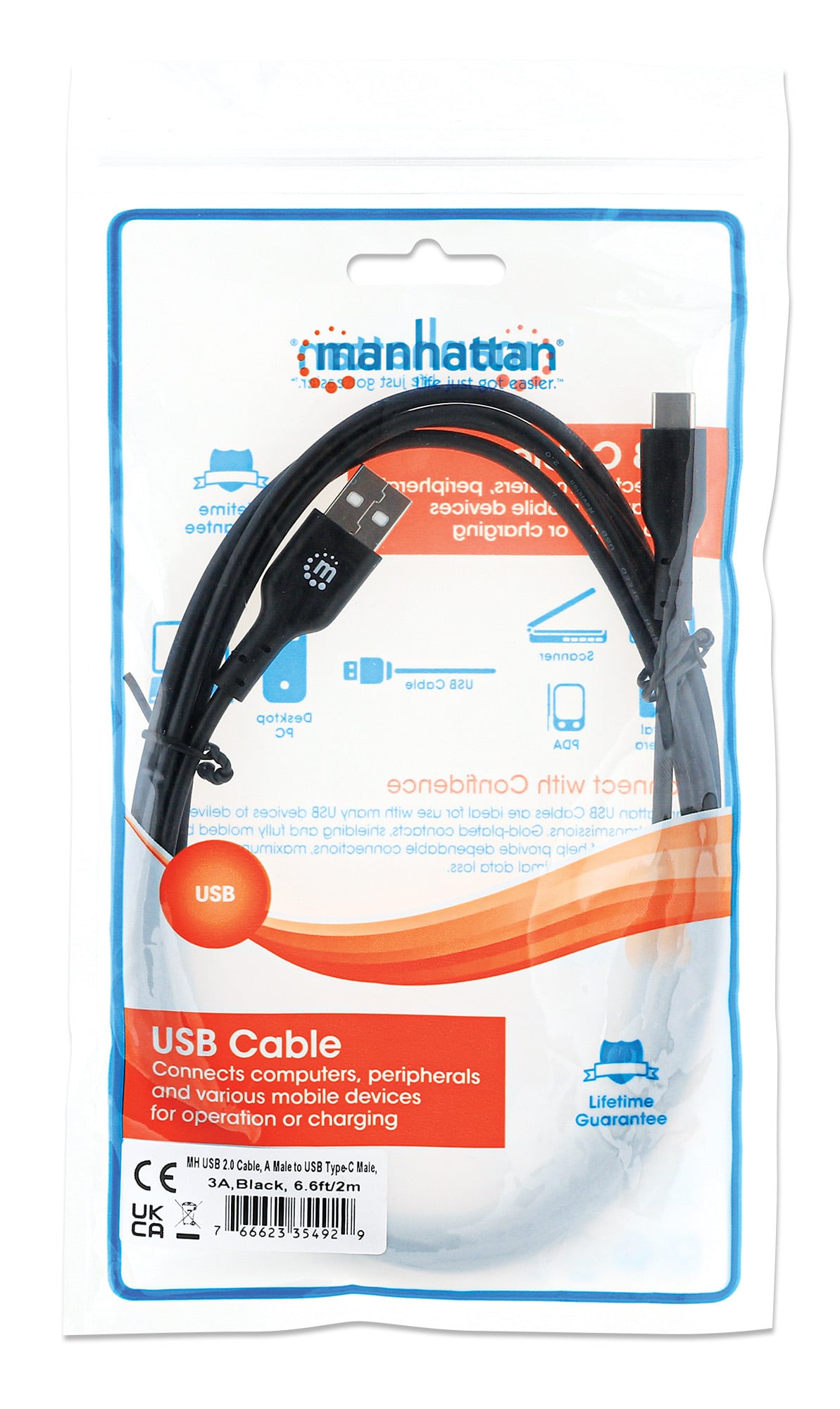 Cavo HiSpeed USB A Maschio / USB-C Maschio 2m Nero - Miniatura 2