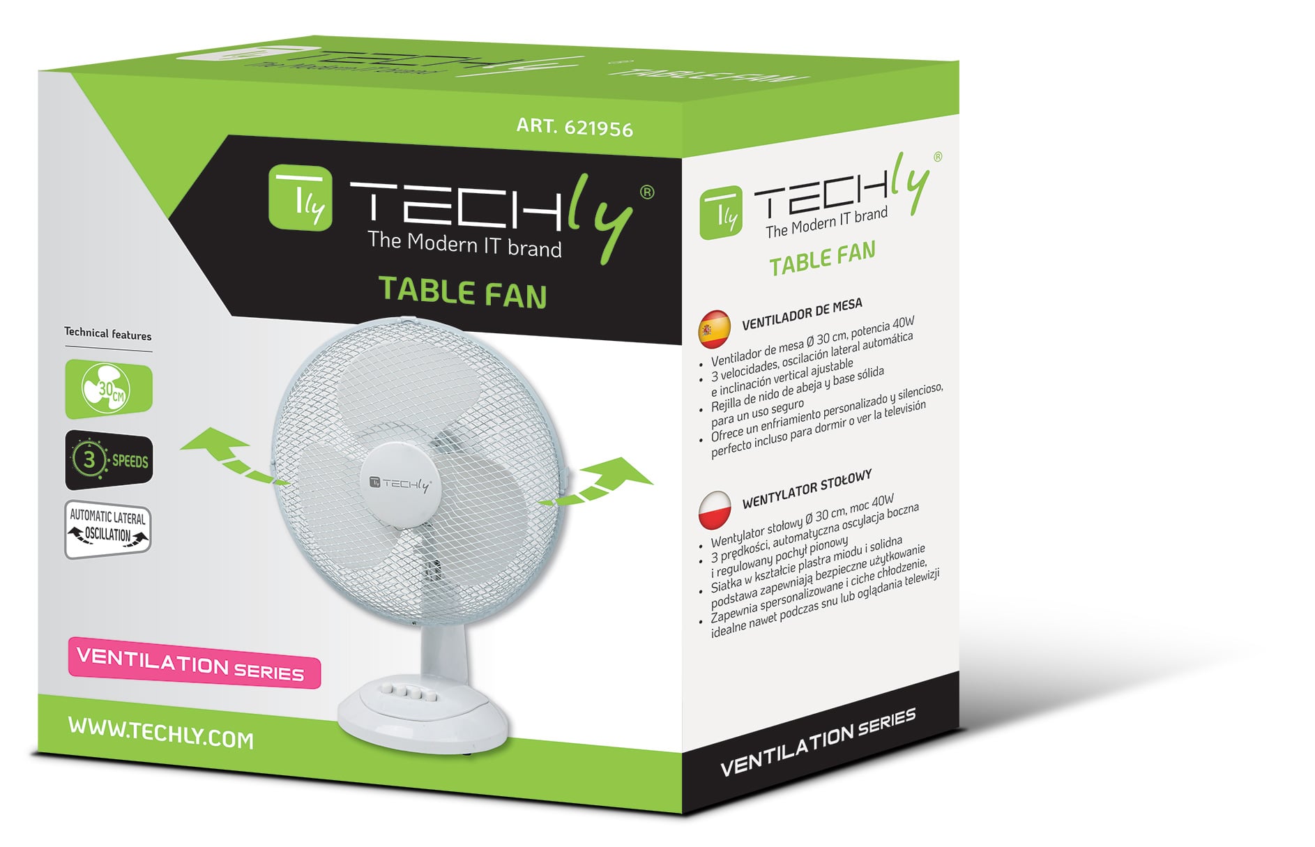 Ventilatore Rotante da Tavolo Diametro 30 cm a 3 Velocità - Miniatura 2