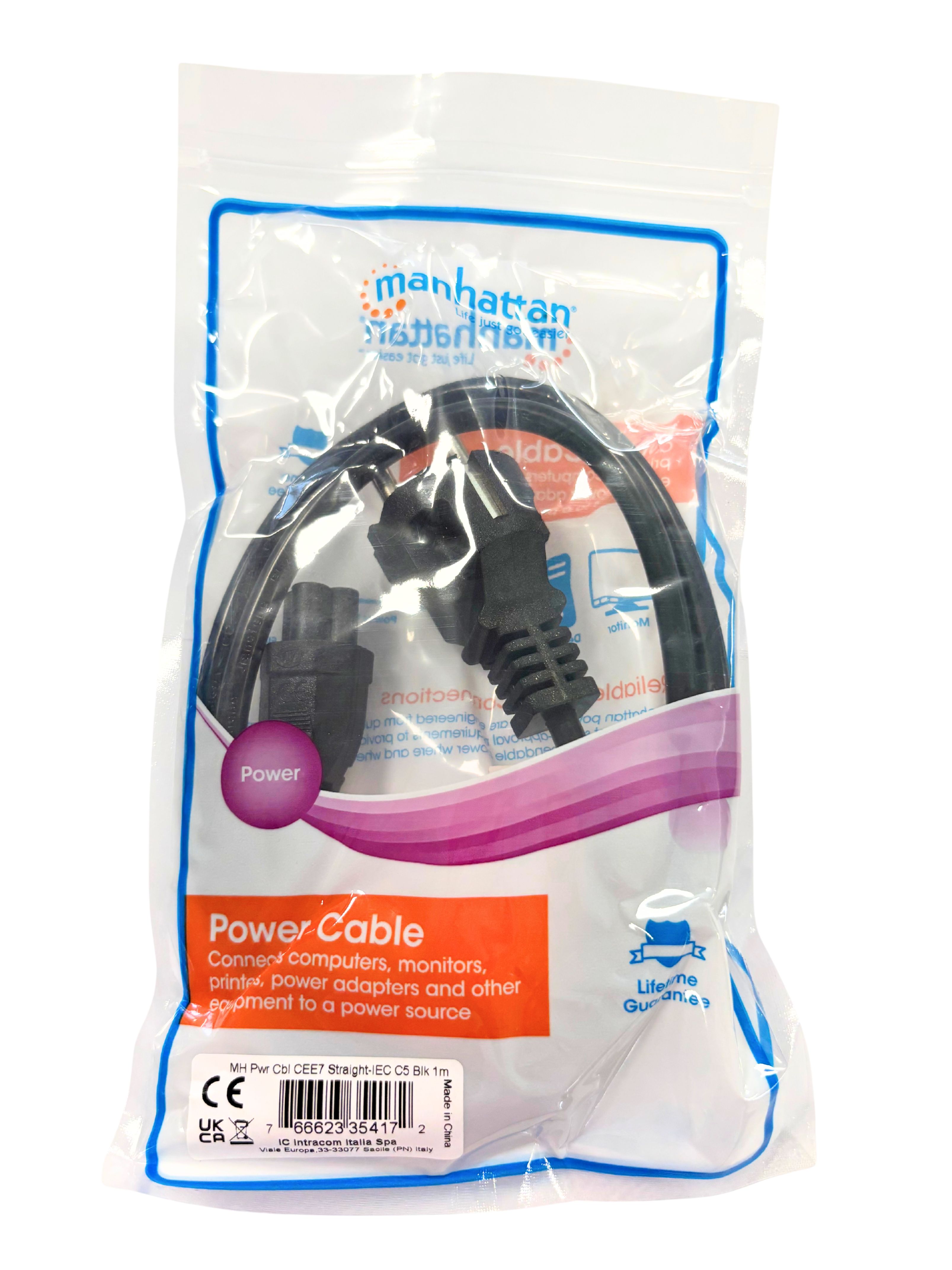 Cavo alimentazione C5 F a Schuko 1m nero - Miniatura 2
