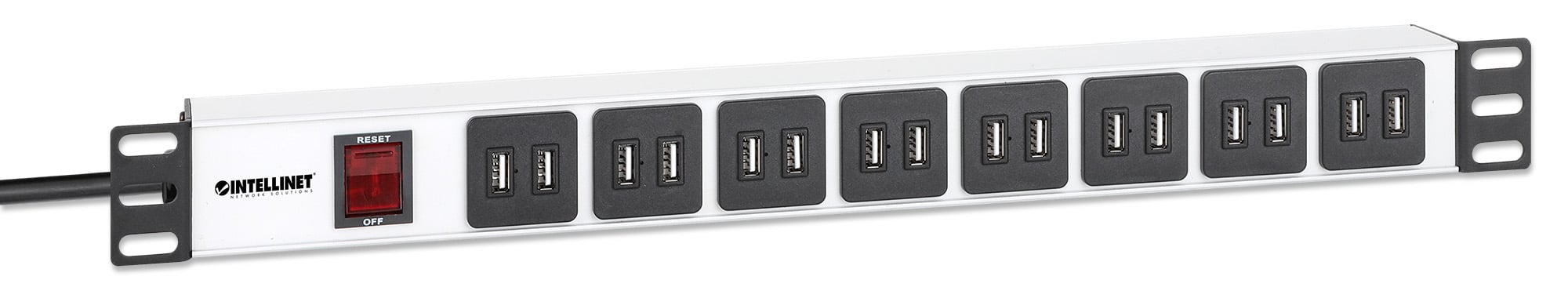 Multipresa per Rack 16 uscite USB tipo A Spina Schuko Angolata 1U - Miniatura 2