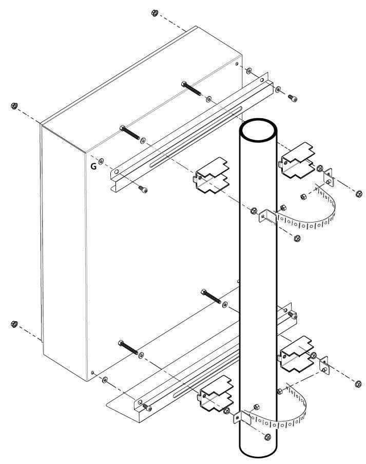 Sistema di fissaggio a palo per rack IP65 - Miniatura 2