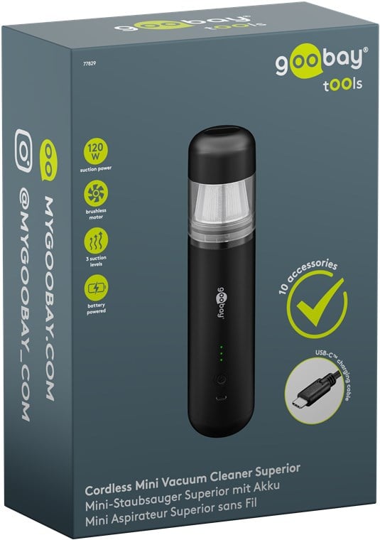 Mini Aspirapolvere Superior 120 W con Batteria, Nero - Miniatura 2