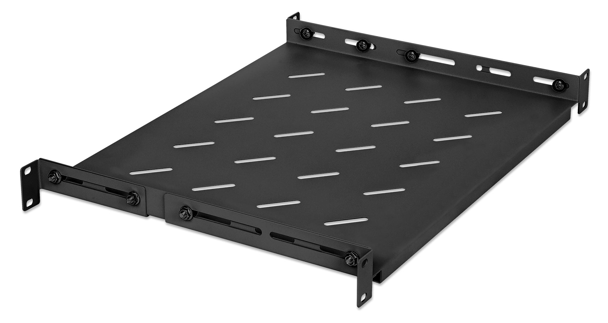 Mensola 19'' fissa con Profondità Regolabile da 350 a 550 mm 1U Nero - Miniatura 2