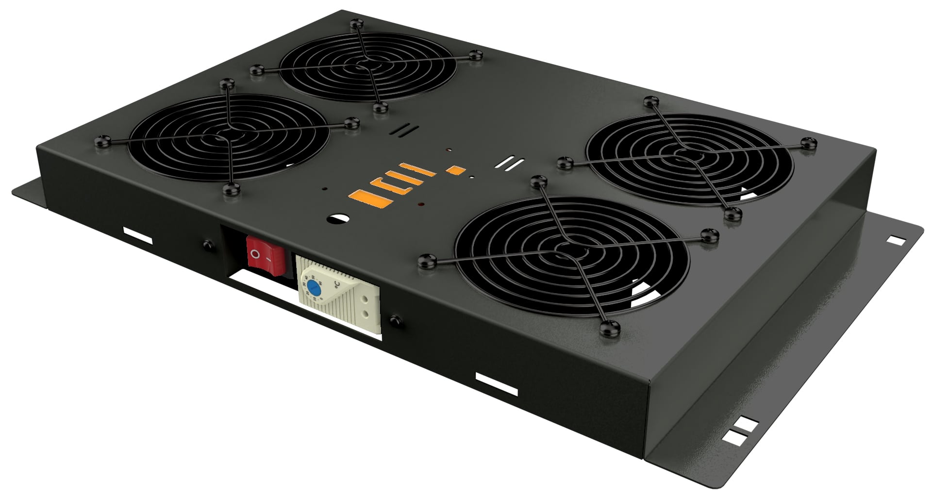 Kit di Ventilazione a Soffitto per Rack 19'' 4 Ventole Nero - Miniatura 2