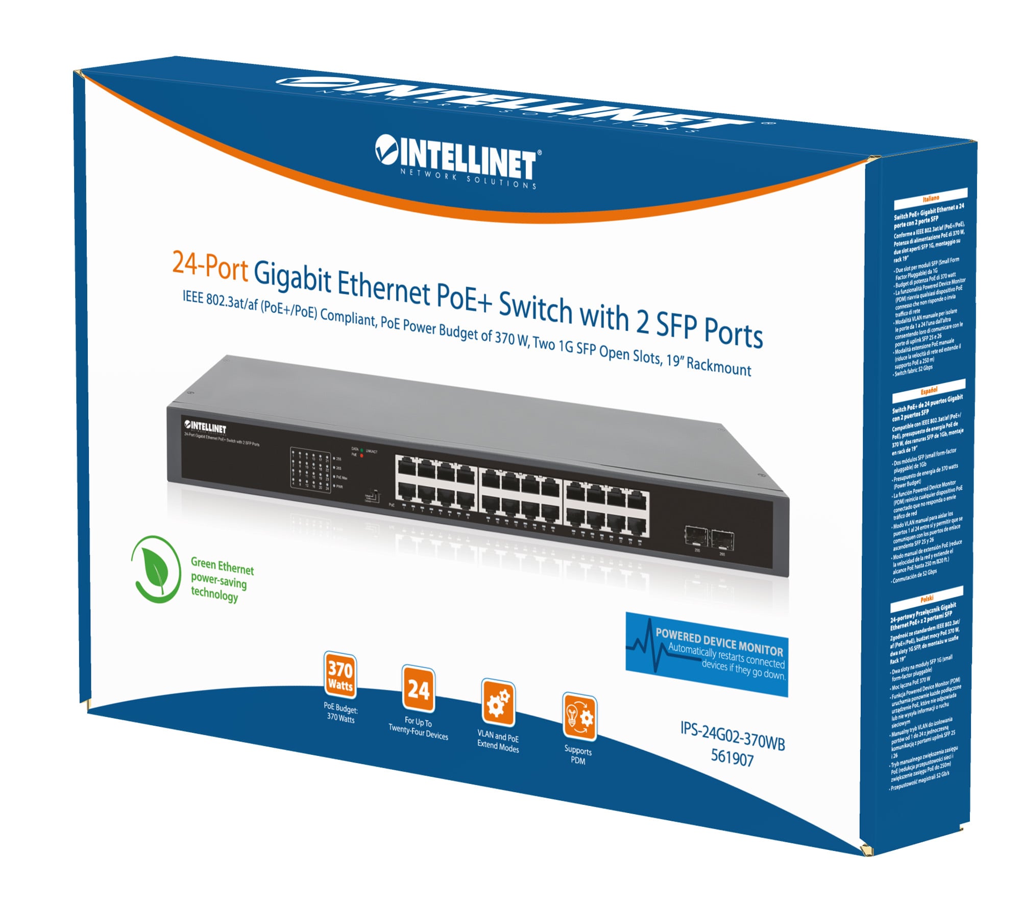 Gigabit Ethernet Switch 24-Porte PoE+ con 2 porte SFP - Miniatura 2