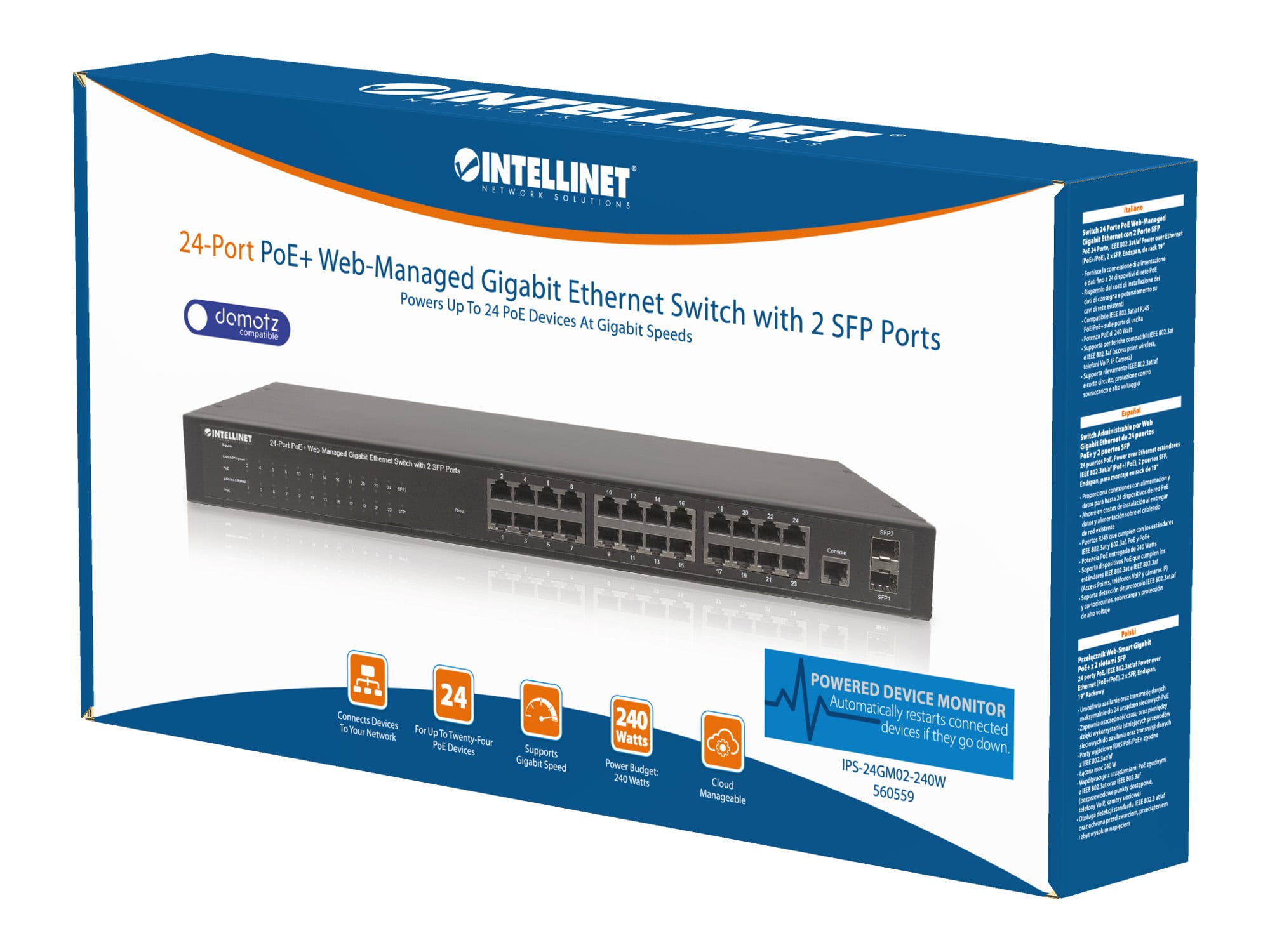 Switch 24 Porte PoE Web-Managed Gigabit Ethernet con 2 Porte SFP - Miniatura 2