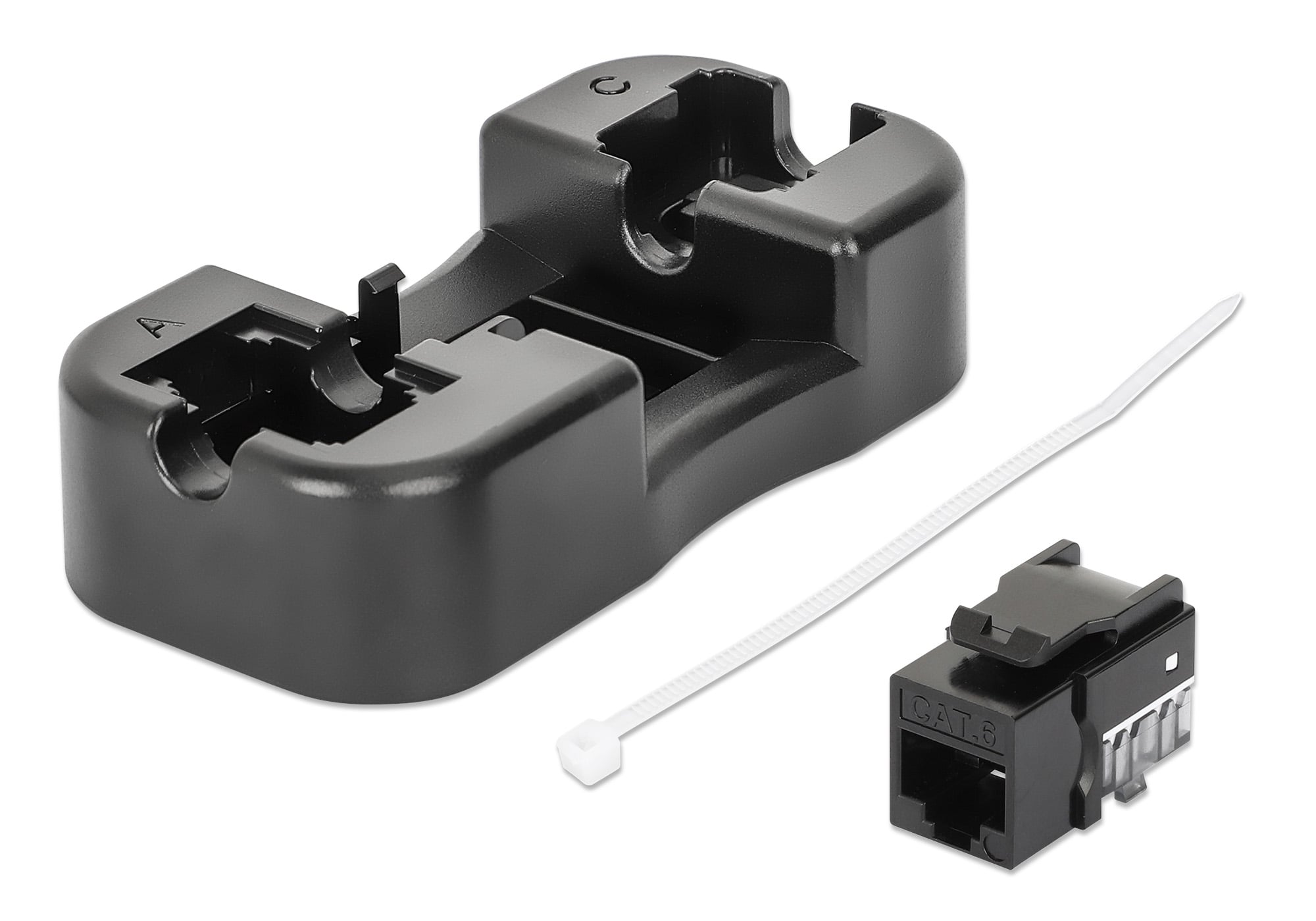 Frutto Keystone Slim Cat.6 per Cavo Rigido con Supporto Punch-Down 25 pz Nero - Miniatura 2