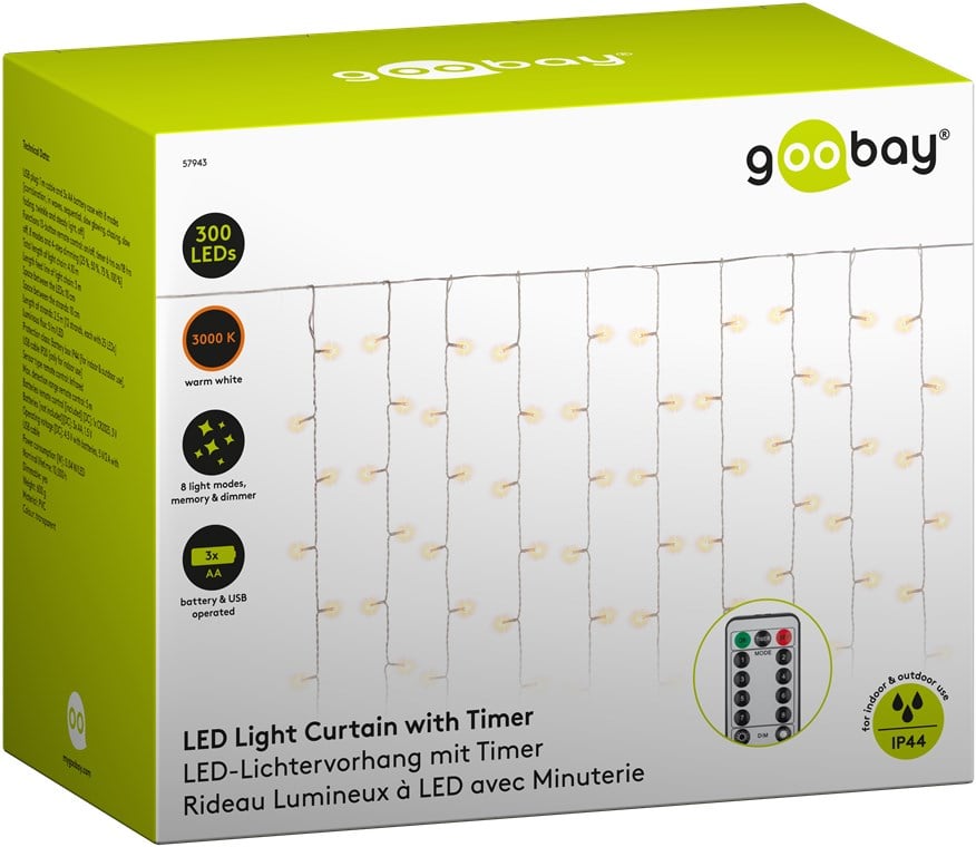 Tenda Natalizia Luminosa 300 LED Alimentazione USB e Telecomando - Miniatura 2