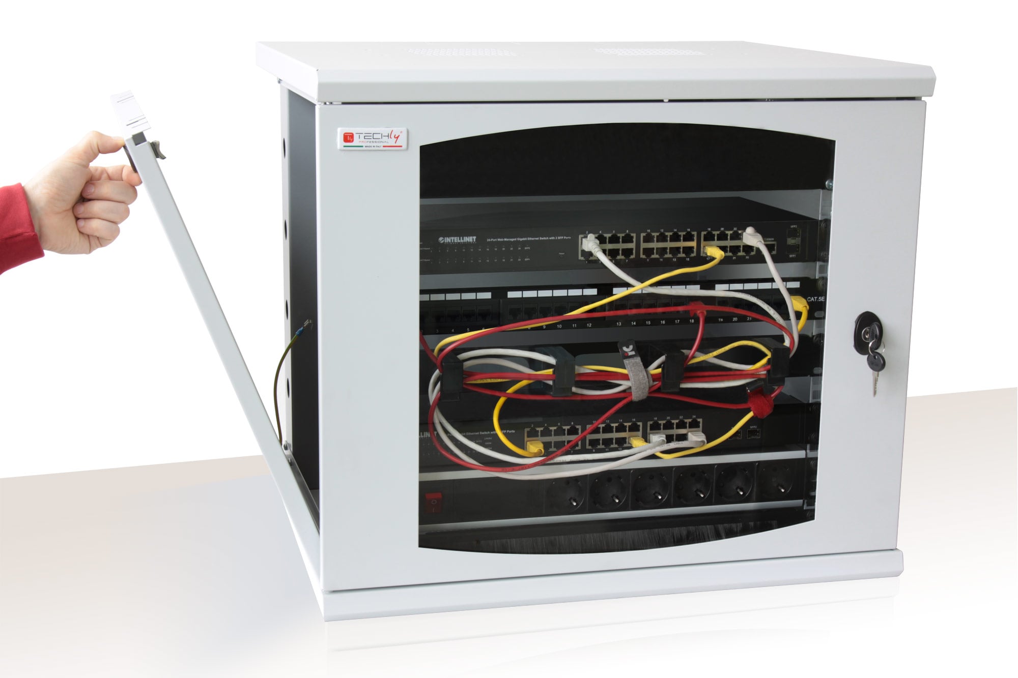 Armadio Rack 19'' a muro 16 unità sezione unica prof. 500mm Nero - Miniatura 2
